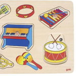 Puzzle cu sunete - Instrumente muzicale, 5 piese cu buton,29.5 x 20.5 x 3.4 cm, Goki