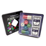 Set Poker Profesional, 100 chips, 2 pachete carti, buton dealer, Multicolor, General