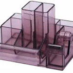 Suport plastic pentru accesorii de birou, 8 compartimente, 148 x 87mm, KEJEA - fumuriu, Kejea