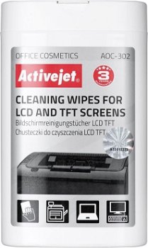 Șervețele umede Activejet pentru curățarea ecranelor LCD 100 buc (AOC-302), Activejet