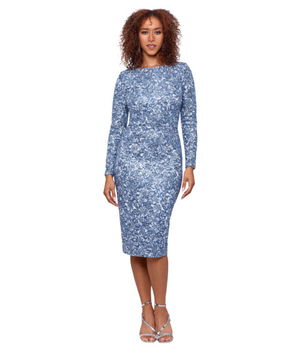 Imbracaminte Femei XSCAPE Midi Long Sleeve Lace with Sequins BlueSilver, XSCAPE