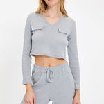 Trendyol, Pijama cu pantaloni lungi si aspect striat, Bleumarin, L