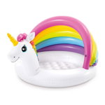 Piscina gonflabila pentru copii cu acoperis, Design Unicorn, 127x102x69cm, Intex