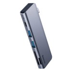 CAHUB-K0G, USB Tip C, 5-in-1, 2x USB 3.0, 1x USB-C + microSD card, Baseus