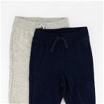 GAP, Set de pantaloni sport din bumbac organic - 2 perechi, Gri melange/Bleumarin, 90 CM