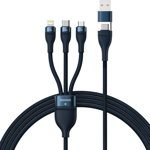 Cablu USB Baseus USB-A + USB-C - USB-C + microUSB + Lightning 1,2 m Albastru bleumarin (CASS030103), Baseus