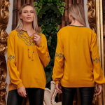 Bluza din tricot galbena model stilizat traditional - Ema 04, 