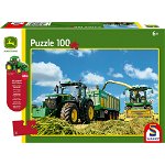 Puzzle 100 piese - John Deere - Tractor 7310R and 8600i Forage Harvester | Schmidt, Schmidt
