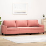 vidaXL Canapea cu 3 locuri, roz, 210 cm, catifea