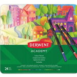 Creioane colorate DERWENT Academy, cutie metalica, 24 buc/set