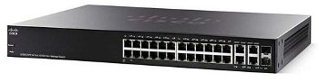 Switch Cisco, SF350-24MP, 24 porturi 100Mbps Max PoE, 375W, 2 porturi Combo RJ45/SFP, 2 porturi SFP, Negru