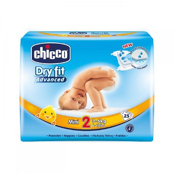 Scutece Chicco Dry Fit Advanced Mini, nr.2, 3-6kg, 25buc