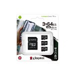 Set 3 carduri de memorie Kingston Canvas Select Plus 64GB MicroSD UHS-I, Kingston