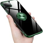 Husa PadForce Crystal-Ring transparenta din silicon cu inel rotativ metalic - iPhone 12, Verde