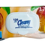 Servetele umede cu capac Peach & Mango, 120 buc Cleany, Cleany