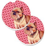 Caroline`s Treasures Bruxelles Griffon Hearts Love and Valentine`s Day Portrait Set of 2 Cup Holder Ca Roşu Large, 