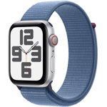 Apple Watch SE (2023), GPS, Cellular, Carcasa Silver Aluminium 44mm, Winter Blue Sport Loop, Apple