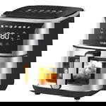 Albatros Friteuza cu aer cald Samus AF5-S1400DW, 1400 W, 5 L, Display led, Timer 60 min, 7 Programe, Fry Force 360°, Touch Control, Negru/Argintiu, Albatros