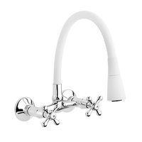 Baterie bucatarie cu pipa flexibila Invena Roma alb - crom