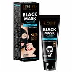 Masca neagra 3D cu carbune activ si acid hialuronic REVUELE Hyaluron, Perfect Smoothness, Peel Off, 80 ml