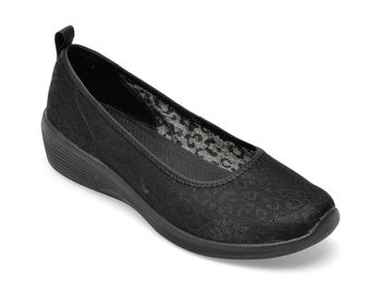 Balerini SKECHERS negri, ARYA, din material textil, Skechers