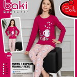 Pijama fete cu model imprimat, Baki, Cute, 