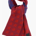 BY FAR Jacquard Motif Wool And Cashmere Scarf Blue, BY FAR