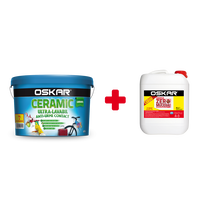 Vopsea ultralavabila interior/exterior Oskar ceramic lucios, alb, 15 l + amorsa Oskar zero mucegai 4 l, Oskar