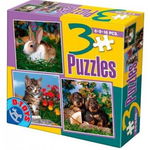 Set 3 Puzzle D-Toys Animale Domestice Foto-6,9,16 piese