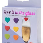 Set accesorii pahar - Love is in the glass - Heart