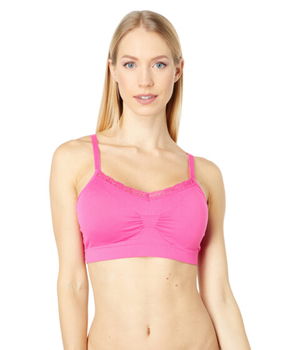 Imbracaminte Femei Joy Bra Full Size Seamless V-Neck with Lace Trim Hot Pink, Joy Bra