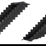 Cabinet metalic de podea, Lanberg, 19", 42U, IP20, Panou LCD, 800 x 1200 x 2127 mm, Negru