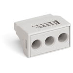 PUSH WIRE® connector for junction boxes; for solid and stranded conductors; for Ex applications; max. 2.5 mm²; 3-conductor; light gray housing; light gray cover; Surrounding air temperature: max 60°C; 6,00 mm², Wago