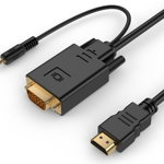 Cablu Gembird HDMI-VGA/Mini Jack, 1.8 m, Negru, Gembird