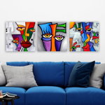 Set 3 tablouri decorative, 3P5434755, Canvas, Lemn, Multicolor, Remy