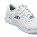 Pantofi sport SKECHERS albi, SKECH-LITE PRO, din material textil si piele ecologica, Skechers
