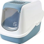 Savic Nestor WC - cutie acoperită cu gunoi pisica cu uși alb-albastru confortabile universal, Savic