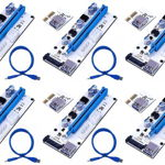 Riser PCI iUni V008S, Set 6 buc, PCI-E 1X - 16X, cablu 6 pini, USB 3.0, mining BTC, ETH