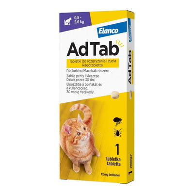 AdTab Pisica, 1 tableta antiparazitara, Elanco
