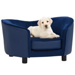 vidaXL Canapea pentru câini albastru 69x49x40 cm, pluș/piele ecologică, vidaXL