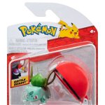Set 2 figurine - Clip n Go - Pokemon - Bulbasaur #4 & Poke Ball, Jazwares