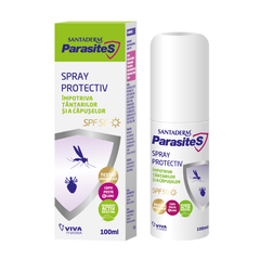 Spray protectiv impotriva tantarilor si capuselor SPF 50 Santaderm, 100 ml, Parasites