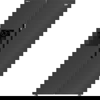 Side By Side Beko GN162340XBRN, 571 L, Clasa E, NeoFrost Dual Cooling, ProSmart Inverter, HarvestFresh, Ice Fall, Display Touch Control, Dozator apa + gheata, H 179 cm (Negru/Inox), Beko