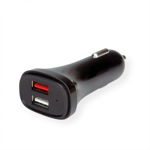 Incarcator auto cu 1 x USB incarcare rapida + 1 x USB 5V/2.4A 18W, Value 19.99.1039, Value