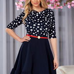 Rochie din crep texturat scurta in clos cu curea din imitatie de piele - StarShinerS, StarShinerS