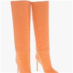 Paris Texas Croco-Effect Leather Knee-High Boots Orange