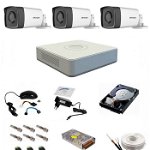 Sistem supraveghere audio-video complet, 3 camere 1080P Hikvision TurboHD ir 40m, Hikvision