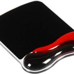 Mouse Pad ergonomic Crystal Wave - gel, rosu-negru, Kensington