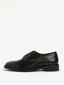 Pantofi brogue negri din piele naturala cu aplicatii metalice - London Brogues Brut Oxford, London Brogues