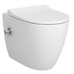 Vas WC rimless stativ lipit de perete, cu functie bideu, cu robinet incastrat cu cartus apa calda si rece pe stanga 54cm   7985B003-7201, Vitra